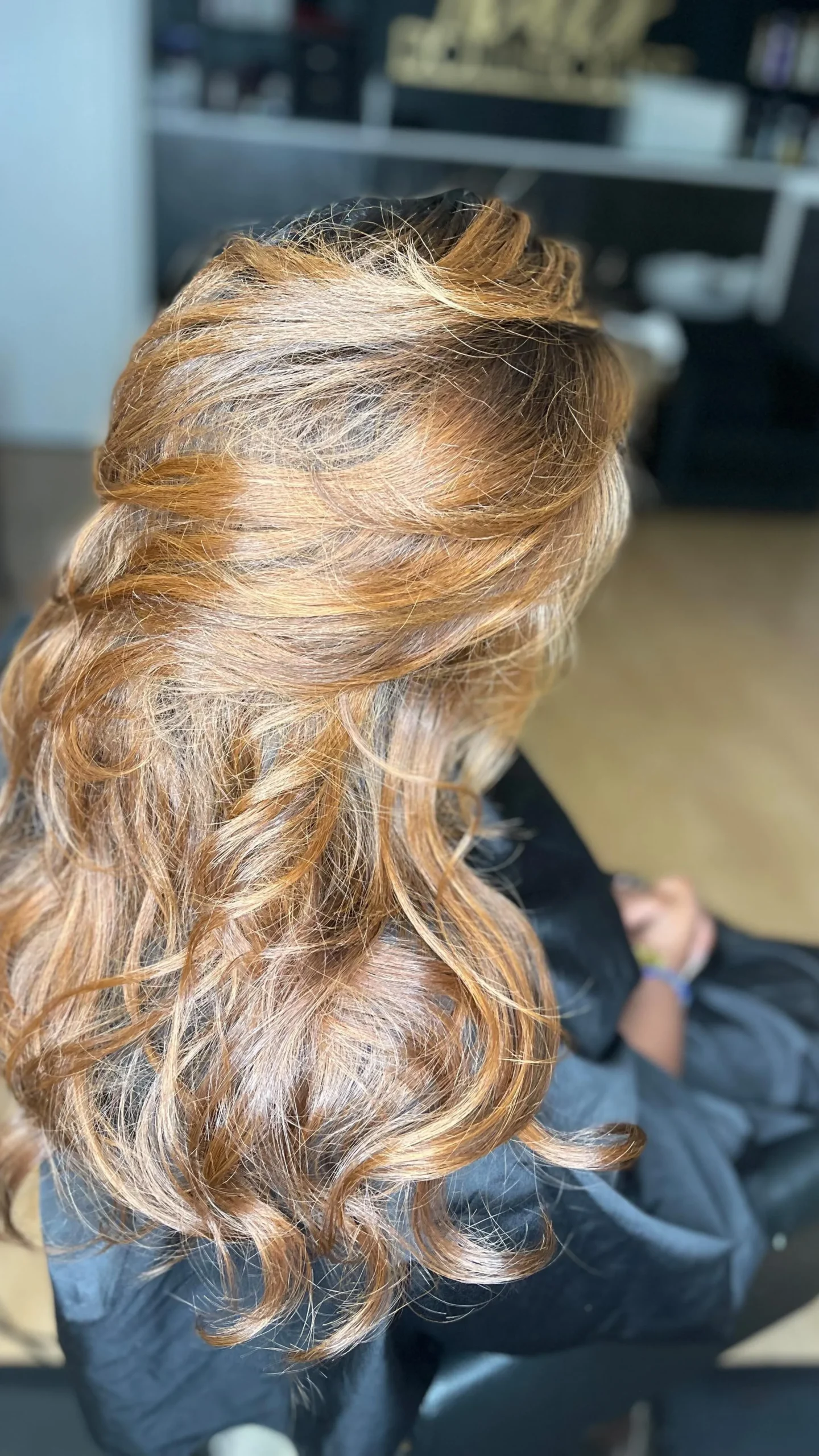 Microlink hair extension installation and finished style.