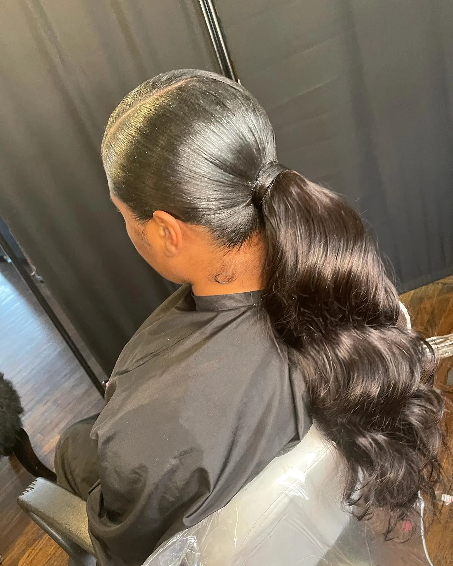 Finished ponytail or updo hairstyle.